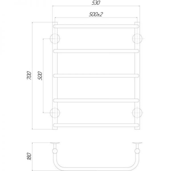 Хромированный полотенцесушитель Q-tap Standard P5 500х700 LE