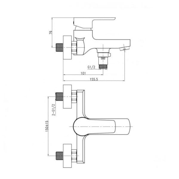 Схема смесителя для ванной Q-tap Eco