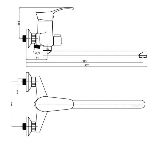 Схема настенного смесителя для ванной Q-tap