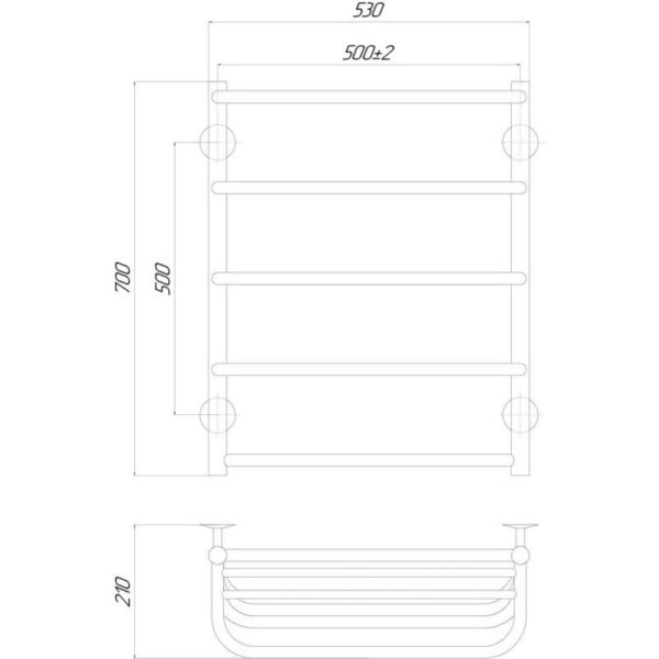 купить полотенцесушитель Lidz Standard shelf (CRM) P5 500x700 RE