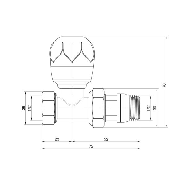 Кран радиаторный Icma 1/2" с антипротечкой прямой №1113