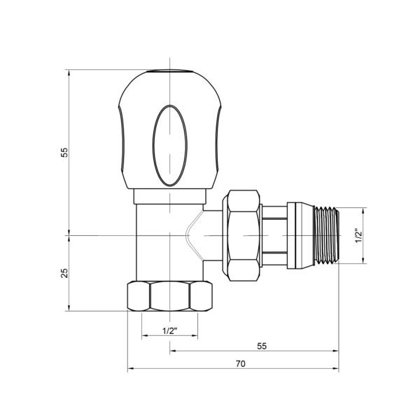 Кран радиаторный Icma 1/2" с антипротечкой угловой №1124