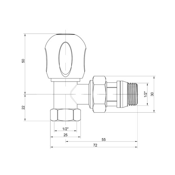Кран радиаторный Icma 1/2" с антипротечкой угловой №844