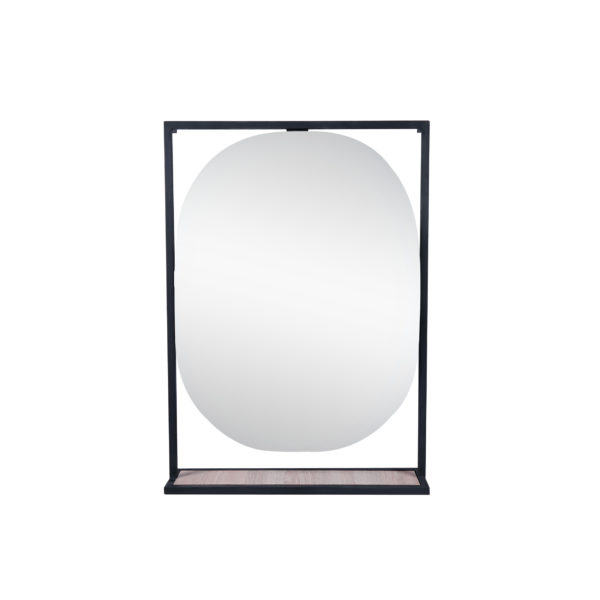 Зеркало Qtap Taurus 600х850х140 Black/Whitish oak с LED-подсветкой QT2478ZP600BWO