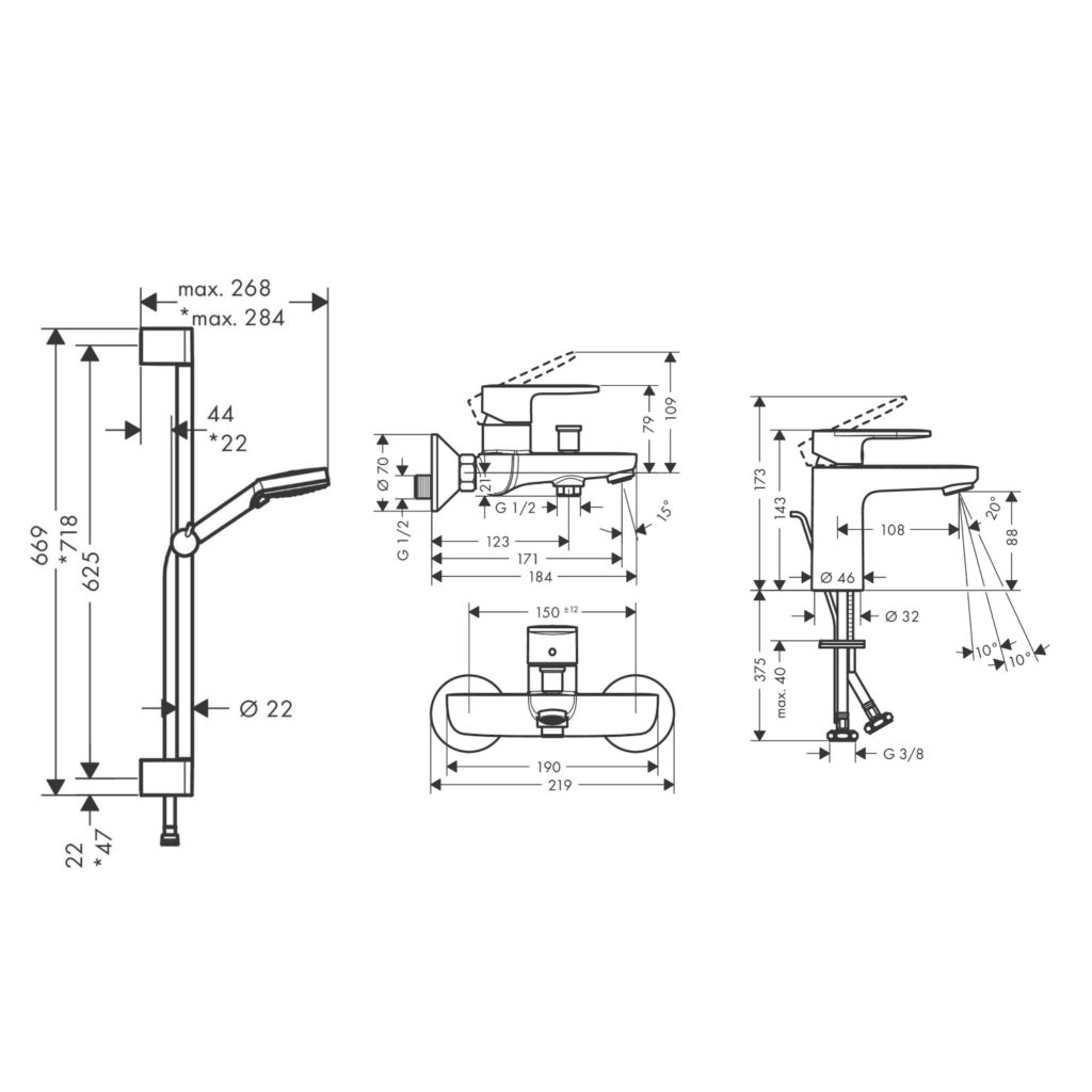 ? HANSGROHE VERNIS BLEND набор смесителей для ванны, раковина 100 ...