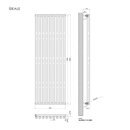 купить дизайнерский радиатор IDEALE GLORIA 11 9-1800-531