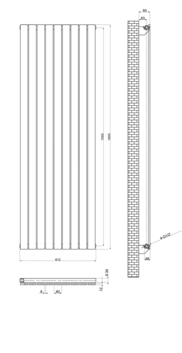 Вертикальный дизайнерский радиатор ARTTIDESIGN Livorno 9/1800 белый мат