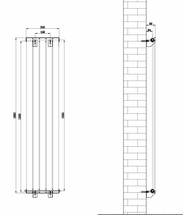 Вертикальный дизайнерский радиатор ARTTIDESIGN Livorno 5/1600 чёрный мат