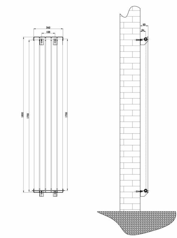 Вертикальный дизайнерский радиатор ARTTIDESIGN Livorno 5/1800 чёрный мат