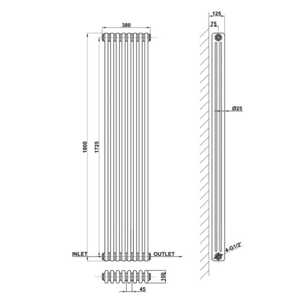радиатор отопления ARTTIDESIGN Bari III 8/1800/380/50