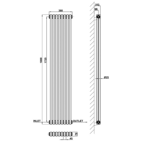 Вертикальный дизайнерский радиатор отопления ARTTIDESIGN Bari