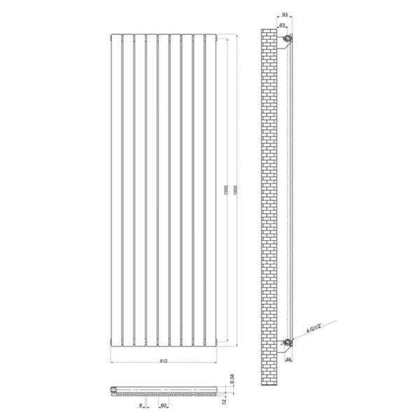 Вертикальный дизайнерский радиатор отопления ARTTIDESIGN Livorno