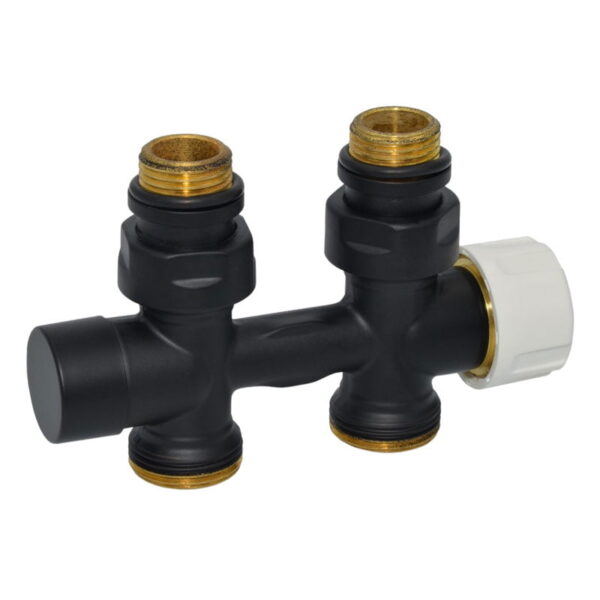 Термостатический узел Carlo Poletti Twin Thermo прямой 1/2" Зx3/4" EK 50 мм Black Matte