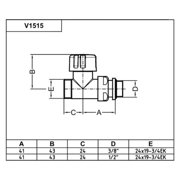 Кран радиаторный Carlo Poletti COMPACT 1/2″х24-19 прямой