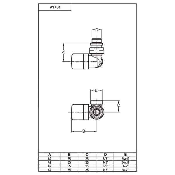 Кран-термостат Carlo Poletti FIRST CORNER трехосевой 1/2″х 24-19 SX левый