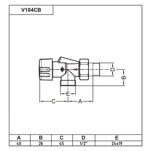 Термостатический клапан Carlo Poletti FIRST REVERSA 1/2″x24-19 реверсивный