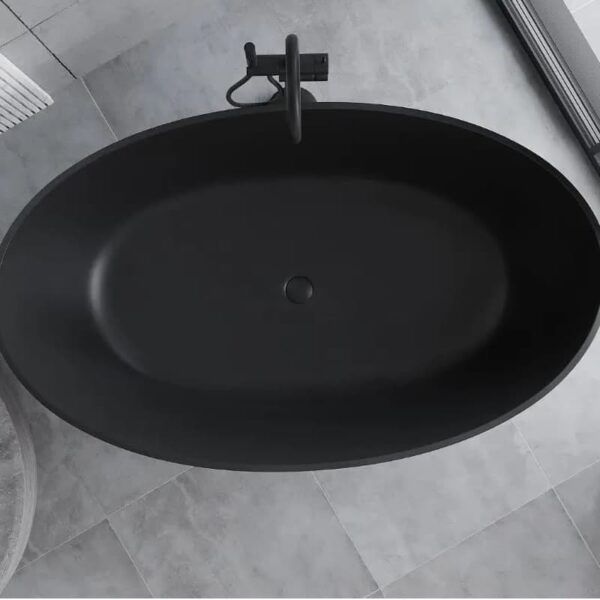 Ванна отдельностоящая Mexen Parma Black Matt 160x95 из искутвенного камня