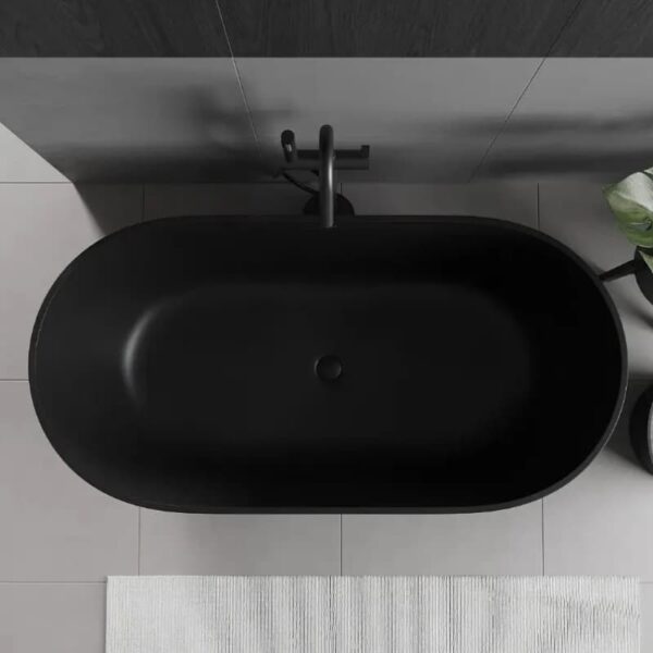 Ванна отдельностоящая Mexen Rimini Black Matt 150x75 из искутвенного камня