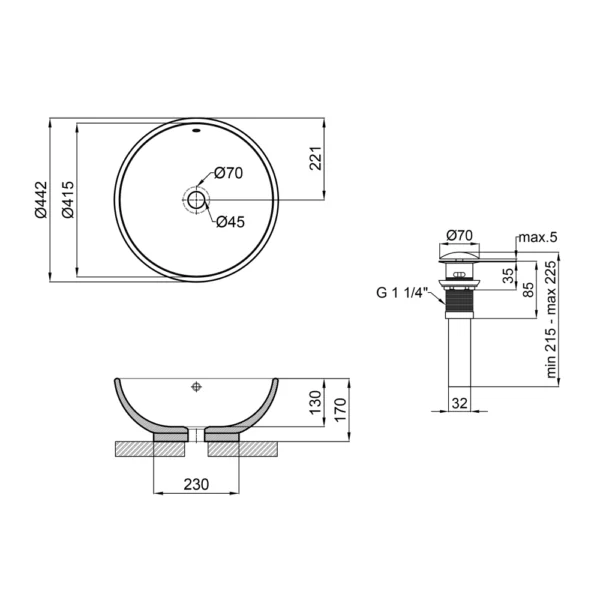 Раковина-чаша Qtap Amazon 430х430х160