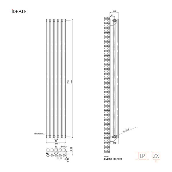 Радиатор дизайнерський Ideale Gloria 12 5/1800/295