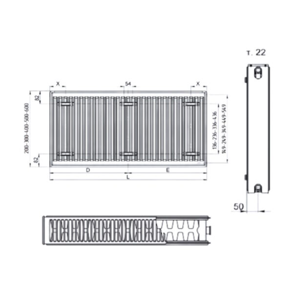 Радиатор стальной панельный ITAL тип 22 схема