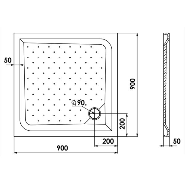 Душевый поддон Amidicon 900х900 схема