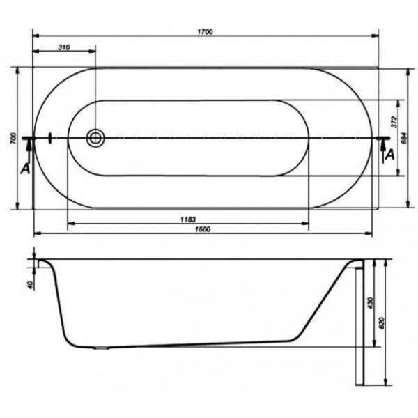 OCTAVIA Ванна 170Х70 схема