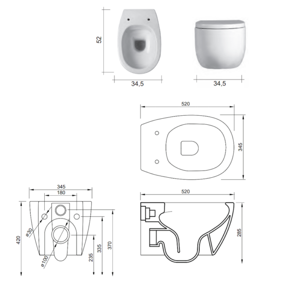 Унитаз подвеснойNic Design Milk белый