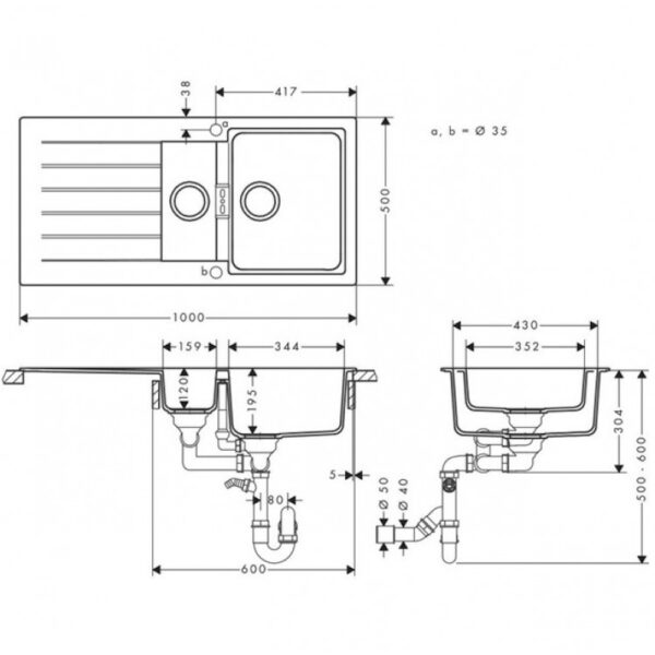 Кухонная мойка Hansgrohe S52 врезная