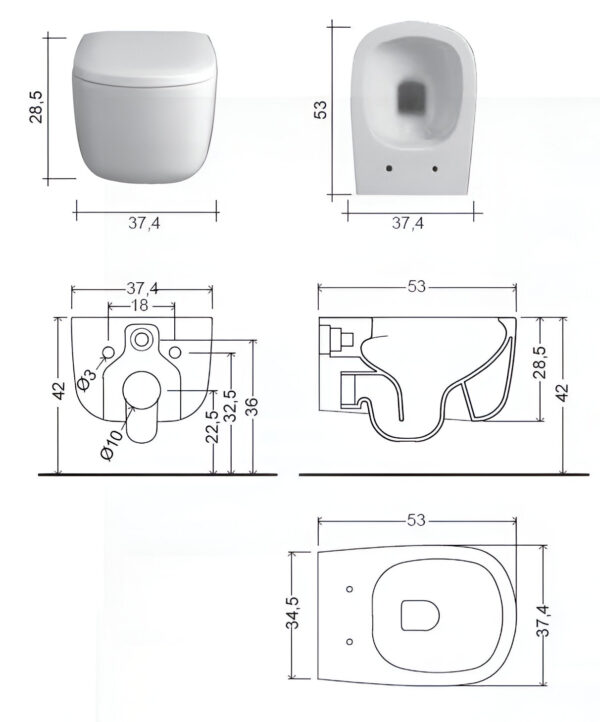 Унитаз с крышкой Nic Design Ovvio белый матовый