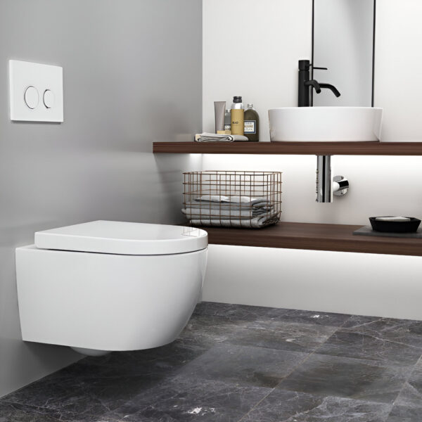 Унитаз-биде подвесной безободковый с крышкой Quarter Bath Deep