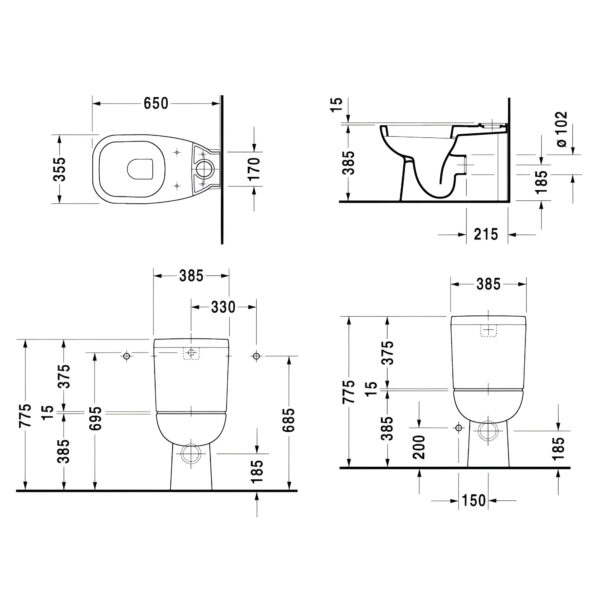 Унитаз напольный Duravit D-Code с крышкой Soft closing