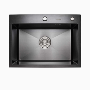 Мойка кухонная Platinum Handmade PVD 58x43 (толщина 3,0/0,8 мм), черная