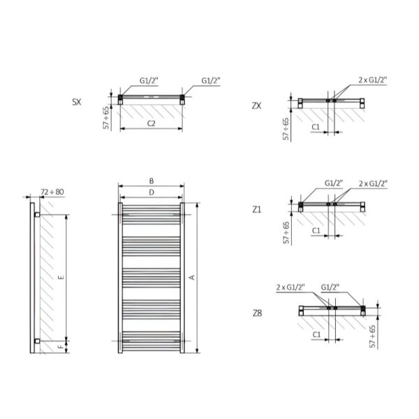 Полотенцесушитель водяной Terma Fiona 1140x430