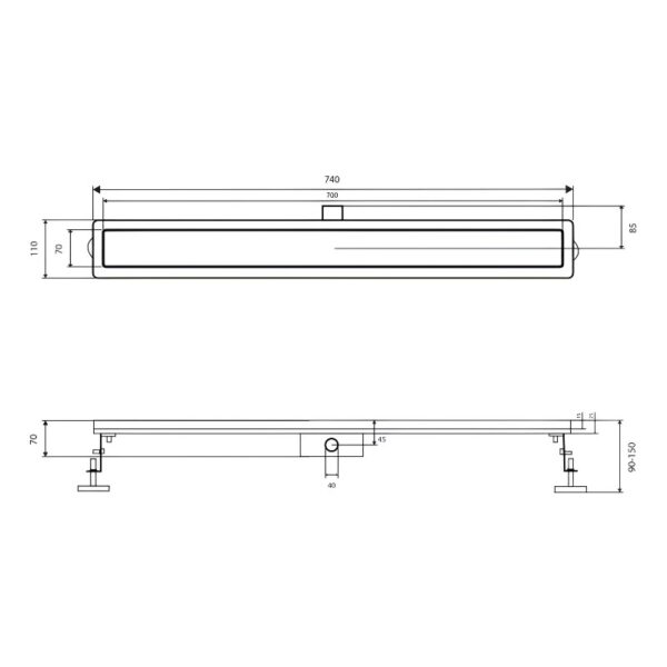 Трап из нержавеющей стали Qtap Taurus Tile700