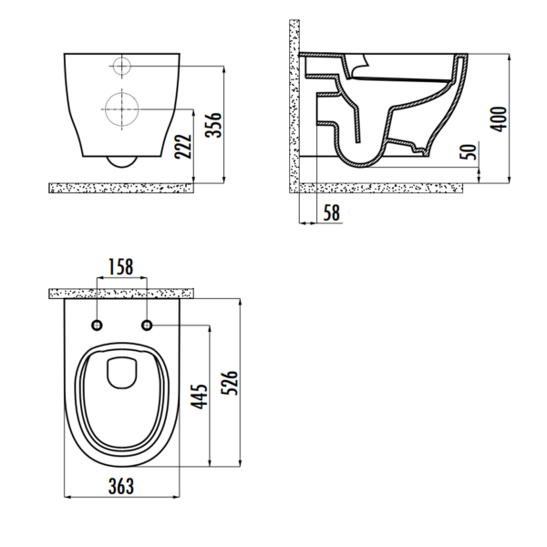 Унитаз Creavit Mare Rim-Off MA321-11CB00E-0000 безободковый, без крышки, белый