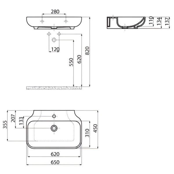 Умывальник накладной Creavit Free 650 65x45 см белый