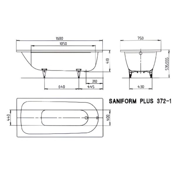 Ванна Kaldewei Saniform Plus 160х75 mod 372-1