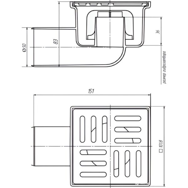 Трап Сливной Ani Plast ТА 5104 100х100