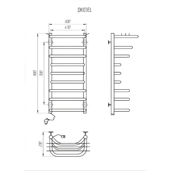 Полотенцесушитель KOSSER Канна 900х500/9 EL