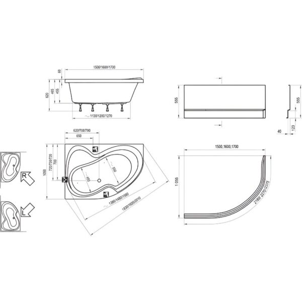 Ванна асимметричная RAVAK ROSA II R