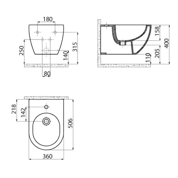 Биде Creavit Free FE510-00CB00E-0000 овальное, безободковое, белое