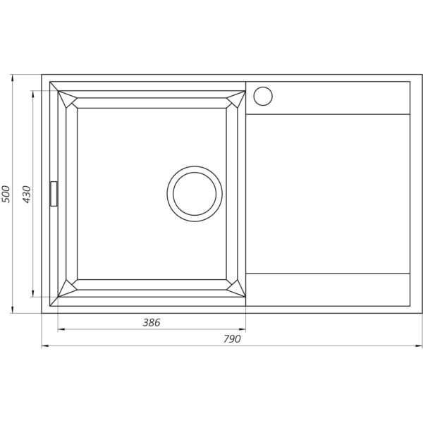 Кухонная мойка врезная Globus Lux KOMO 790x500