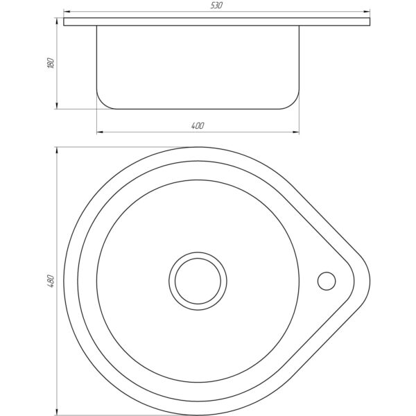 Кухонная мойка врезная MIRA Decor MR 530 D 530х180 круглая