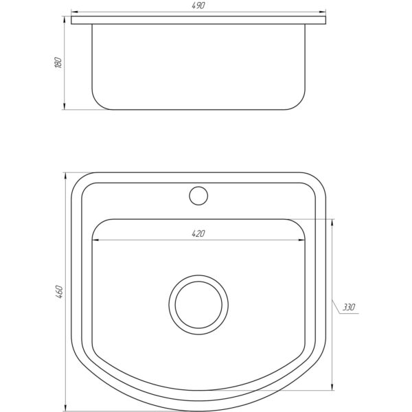 Кухонная мойка врезная MIRA Decor MR 4946 D 490х460 прямоугольная, без крыла