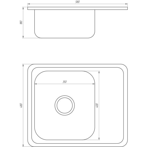 Кухонная мойка врезная MIRA Decor MR 5848 D 580х480 прямоугольная, с крылом