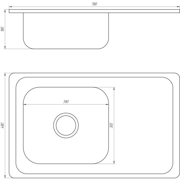 Кухонная мойка врезная MIRA Decor MR 7848 D 780х480 прямоугольная, с крылом