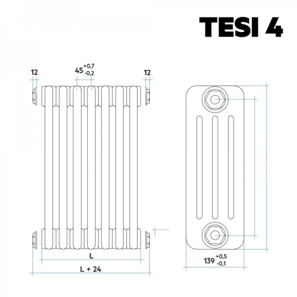 Дизайнерский радиатор отопления IRSAP Tesi 4 300x885