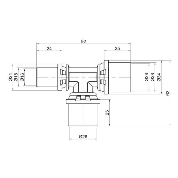 Тройник пресс Icma 1х1х1/2