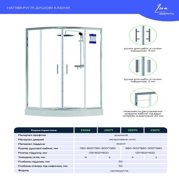 Душевая кабина Britc Lira 80х80x185